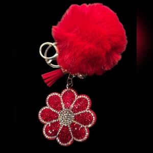 Red Floral Key & Card Holder